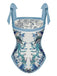 Blue 1930s Straps Reversible Swimsuit — 1930s poolside glamour meets sun-drenched confidence