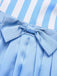 She slips into this Blue 1940s Boat Neck Stripes Bow Dress and suddenly it's a 1940s daydream