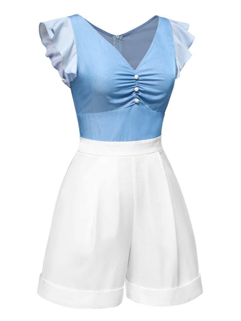 Blue 1940s Cinderella Ruffled Romper — 1940s style that transcends decades