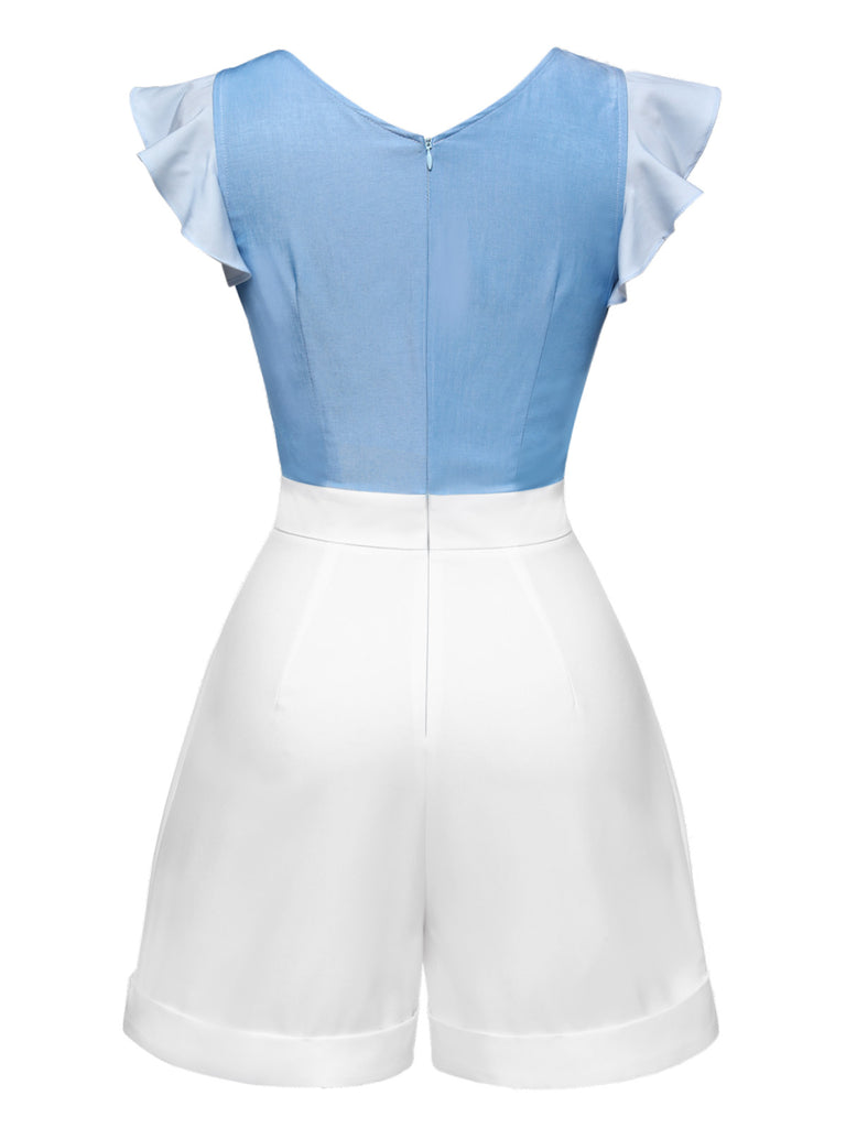 Blue 1940s Cinderella Ruffled Romper — 1940s vintage charm for her modern wardrobe