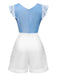 Blue 1940s Cinderella Ruffled Romper — 1940s vintage charm for her modern wardrobe