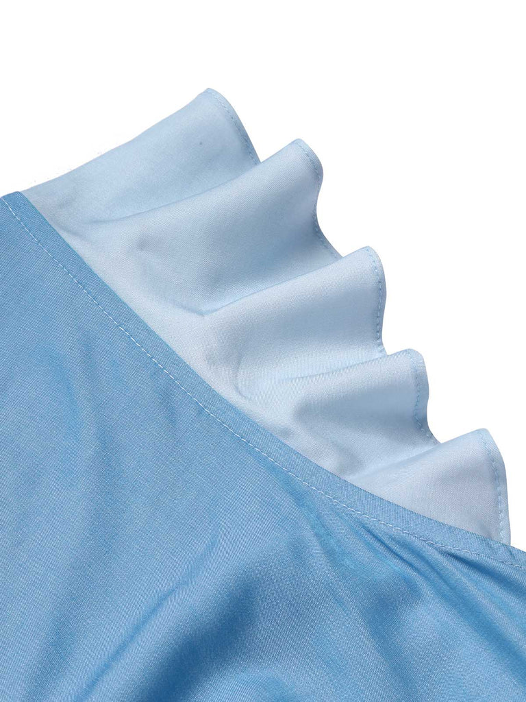 Blue 1940s Cinderella Ruffled Romper: timeless 1940s elegance she makes her own