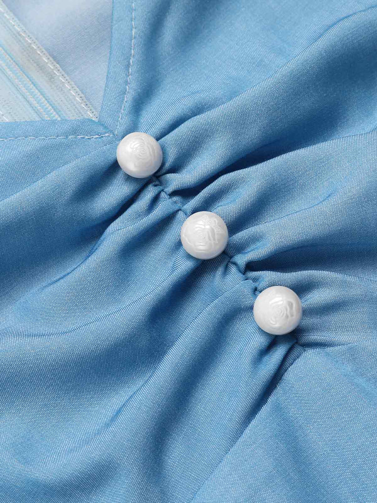 This Blue 1940s Cinderella Ruffled Romper whispers 1940s secrets to those who notice