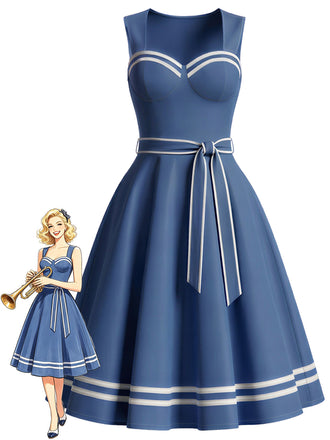 [Pre-Sale] Blw 1940s Striped Vintage Classic Dress 3