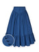 Blue 1940s Cotton Lace Hem Pleated Skirt: 1940s grace for the woman who dances through life