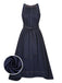 Blue 1940s Denim Tie Back Dress, vintage dress, retro fashion - perfect for women who love vintage and retro fashion