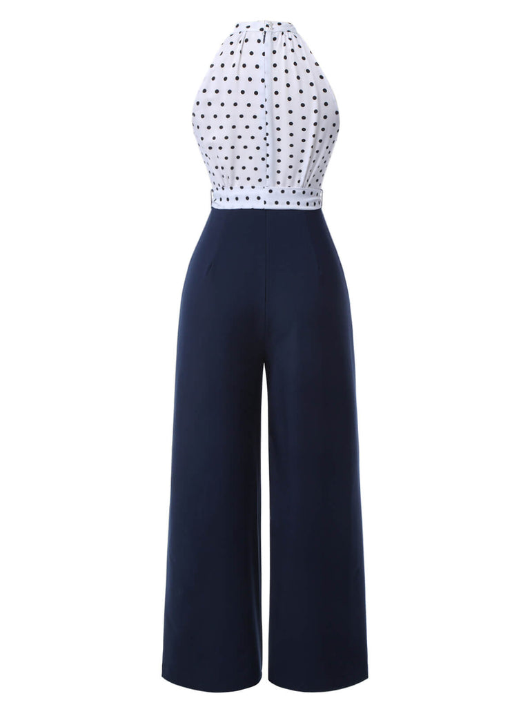 Blue 1940s Halter Polka Dot Jumpsuit, vintage romper, retro jumpsuit - perfect for women who love vintage and retro fashion