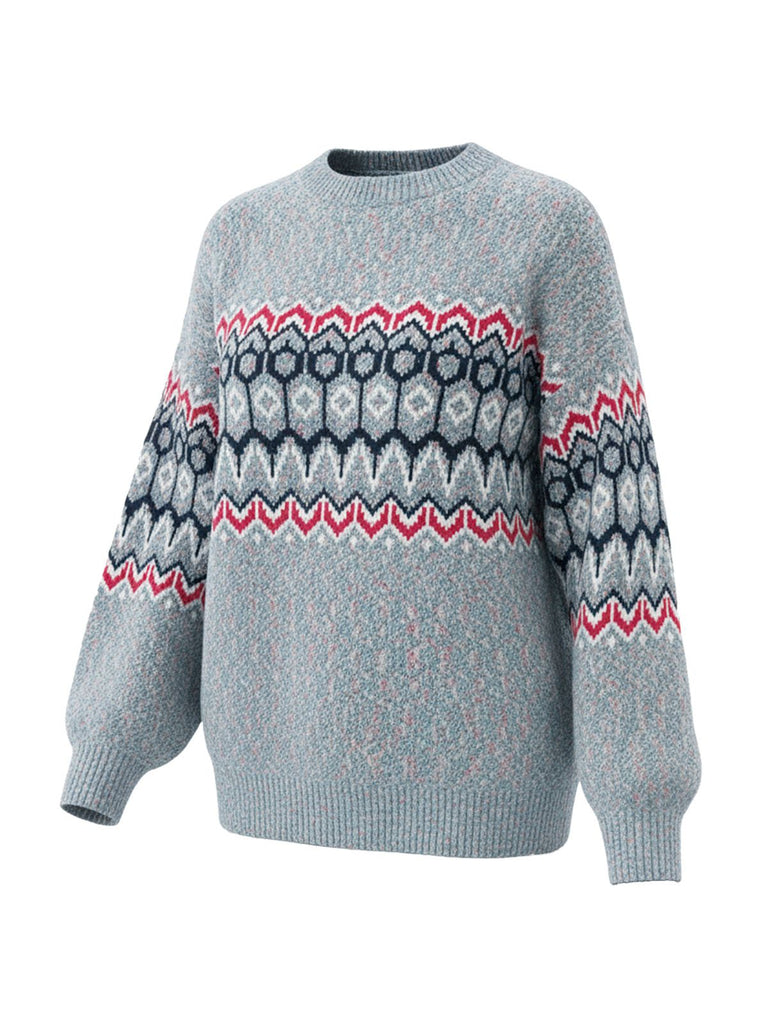 Blue 1940s Irregular Print Christmas Sweater - vintage fashion, retro style