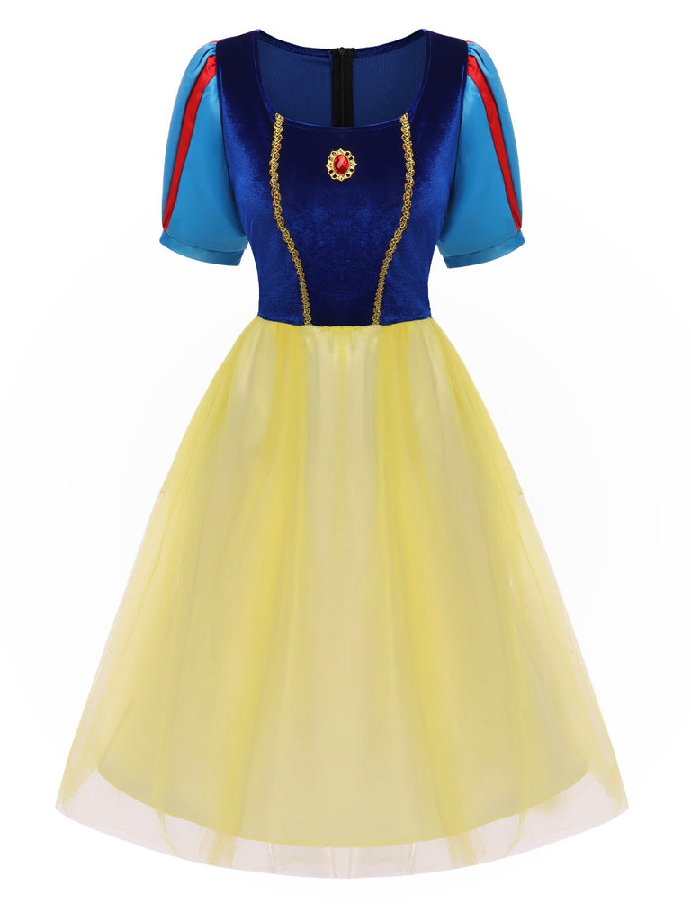 Blue 1940s Snow White Style Mesh Dress: where 1940s romance meets her modern spirit