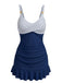Blue 1940s Striped Ruched Tummy-Control Swimsuit - vintage swimsuit, pin-up swimwear for vintage lovers