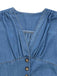 Blue 1940s V-Neck Knot Cuff Denim Dress - vintage dress, retro fashion