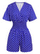 She finds her 1940s story in this Blue 1940s V-Neck Polka Dots Romper