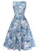 Blue 1950s All-Over Oil Painting Floral Sleeveless Dress | vintage dress, retro fashion, elegant style - perfect for retro fashion enthusiasts