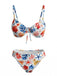 Blue 1980s Print Two Piece Bikini Set