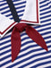 She finds her 1950s story in this Blue 1950s Cotton Cravat Nautical Stripe Romper