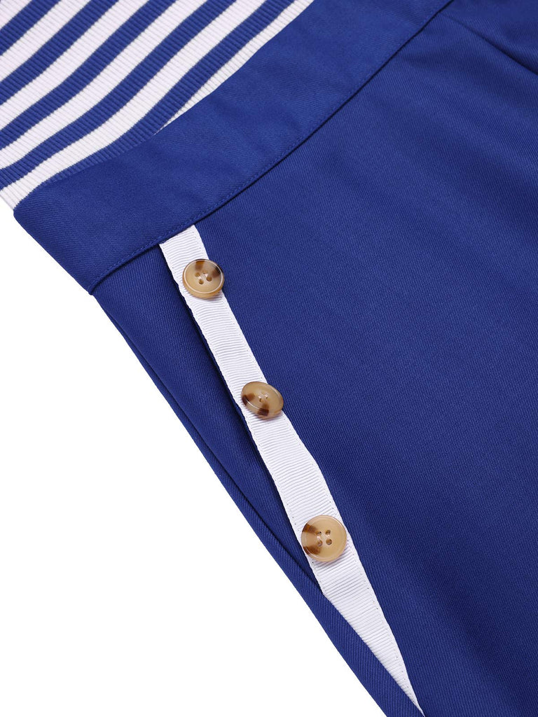 Blue 1950s Cotton Cravat Nautical Stripe Romper: timeless 1950s elegance she makes her own