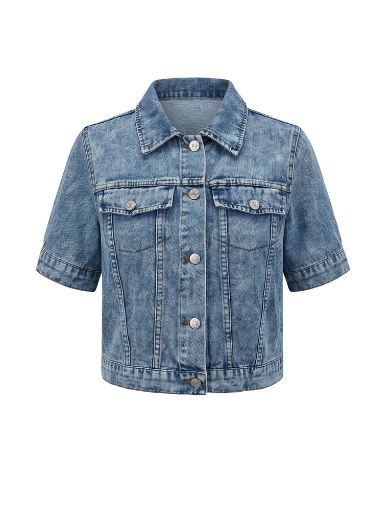 Blue 1950s Denim Vintage Classic Top