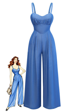 Lake Blue 1950s Denim Vintage Jumpsuit