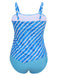 This Blue 1950s Diagonal Stripe Swimsuit carries 1950s vacation dreams in every stitch