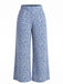 Blue 1950s Floral Print High Waist Wide-Leg Pants 3