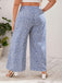 Blue 1950s Floral Print High Waist Wide-Leg Pants 2