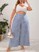 Blue 1950s Floral Print High Waist Wide-Leg Pants 4