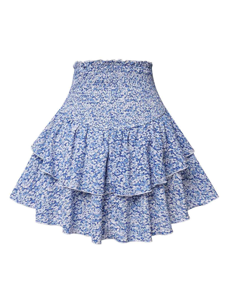 Blue 1950s Ditsy Floral Layered Skirt, vintage skirt, retro style - perfect for women who love vintage and retro fashion