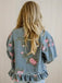 Blue 1950s Floral Denim Vintage Top 6
