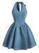 Blue 1950s Halter Bow Denim Top 2
