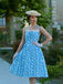 Blue 1950s Halter Lace Daisy Dress - vintage dress, retro fashion, rockabilly