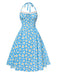 Blue 1950s Halter Lace Daisy Dress: where 1950s romance meets her modern spirit