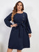Blue 1950s High-Waist Lantern Sleeve Belted Dress: timeless style reimagined