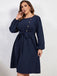Blue 1950s High-Waist Lantern Sleeve Belted Dress: timeless style reimagined
