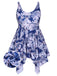 [Plus Size] Blue 1950s Leaves Spaghetti Strap Swimsuit, vintage swimsuit, pin-up swimwear - perfect for women who love vintage and retro fashion