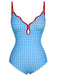 Blue 1950s Plaid Sling One-Piece Swimsuit, vintage swimsuit, pin-up swimwear - perfect for women who love vintage and retro fashion