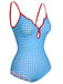 Blue 1950s Plaid Sling One-Piece Swimsuit, vintage swimsuit, pin-up swimwear - perfect for women who love vintage and retro fashion