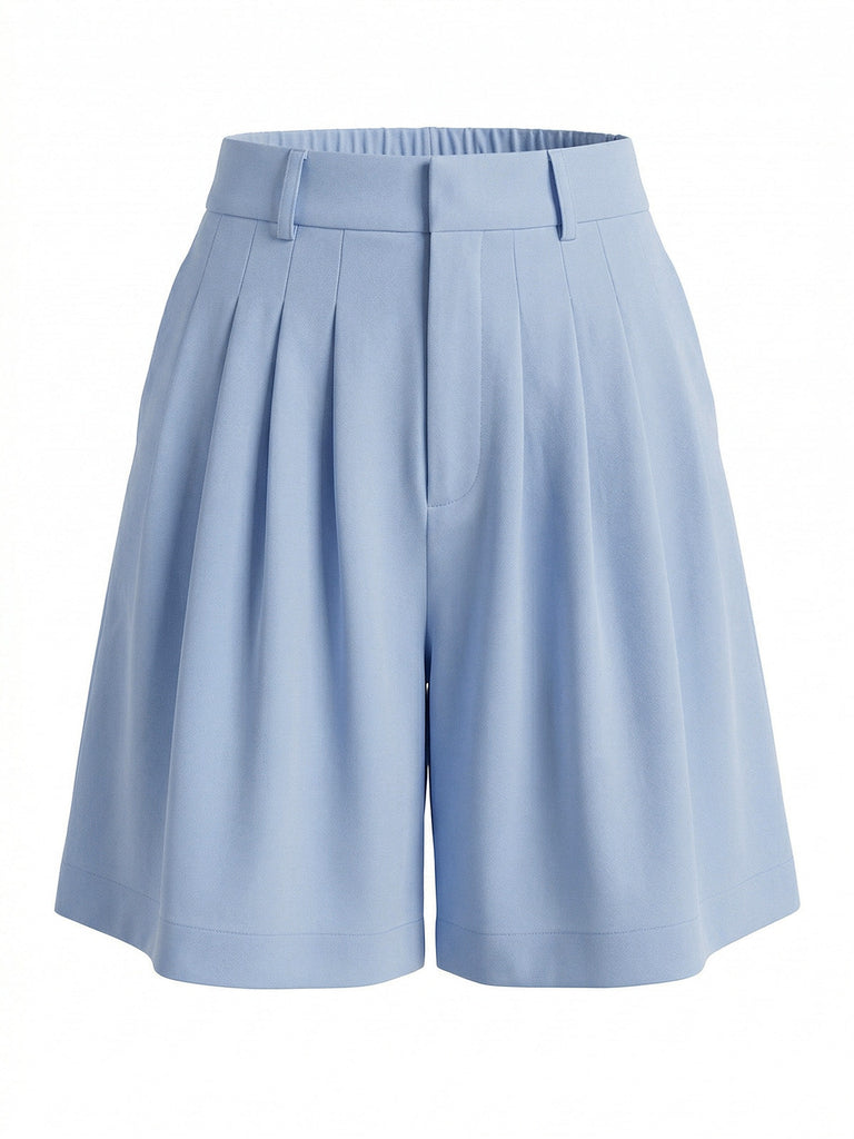 Blue 1950s Plicated Wide Leg Shorts, vintage fashion, retro style - perfect for women who love vintage and retro fashion