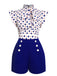 Blue 1950s Polka Dot Buttoned Romper — vintage elegance for the modern woman