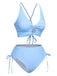 This Blue 1950s Spaghetti Strap Plaids Swimsuit carries 1950s vacation dreams in every stitch