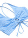 Blue 1950s Spaghetti Strap Plaids Swimsuit — 1950s poolside glamour meets sun-drenched confidence
