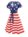 Blue 1950s Star Stripe V-Neck Patchwork Dress — the kind of 1950s dress that makes strangers smile