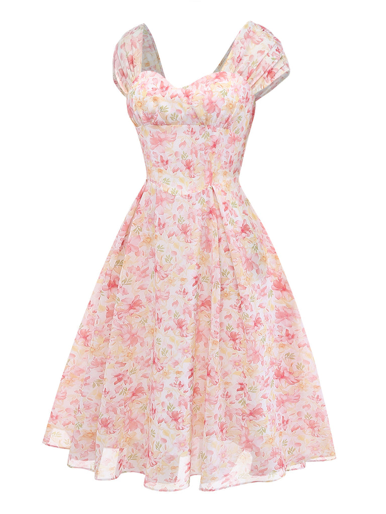 Blue 1950s Vintage Swing Dress 4