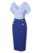Blue 1960s Cowl Striped Lace-Up Wrap Dress, vintage dress, retro fashion, lace detail - perfect for women who love vintage and retro fashion