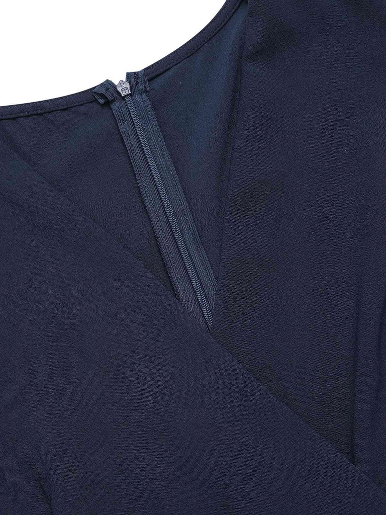 Blue 1960s Curve Stripes Sheer Patchwork Jumpsuit, vintage romper, retro jumpsuit - perfect for women who love vintage and retro fashion