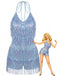 Blue 1960s Tassel Spaghetti Strap Sequin Romper
