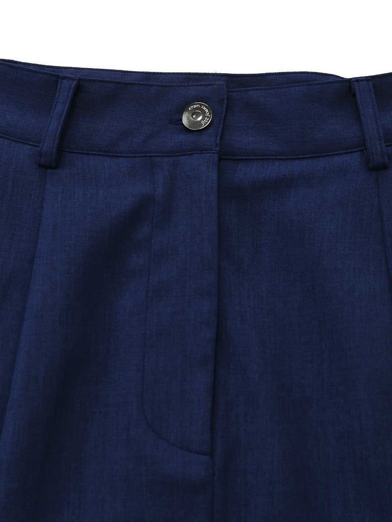 Blue 1960s High-Waist Pleat Denim Skirt: beautiful vintage skirt, retro style, swing skirt with timeless appeal