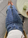 Blue 1960s Pearl Straight Leg Raw Hem Denim Pants - vintage fashion, retro style, classic elegance for vintage lovers