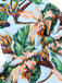 Blue 1960s Plants Back Tie Ruffles Swimsuit — because 1960s glamour never goes out of style