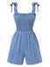 She finds her 1960s story in this Blue 1960s Shoulder Tie Smocked Denim Romper
