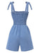 Blue 1960s Shoulder Tie Smocked Denim Romper: timeless 1960s elegance she makes her own
